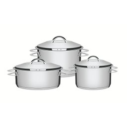 Jogo de Panelas Tramontina Aço Inox Fundo Triplo Cooktop Fogão Indução 3 Peças Solar - 1