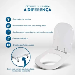 Assento Sanitário Etna Branco para Vaso Icasa - 3