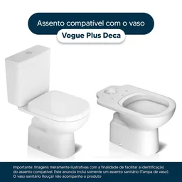 Assento Sanitário Poliester Vogue Plus Branco para Vaso Deca - 4