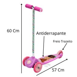 Patinete Skate Barbie 3 Rodas Infantil Alumínio F00549 - 2