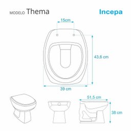 Assento Sanitário Thema Verde Água para Louça Incepa - 2