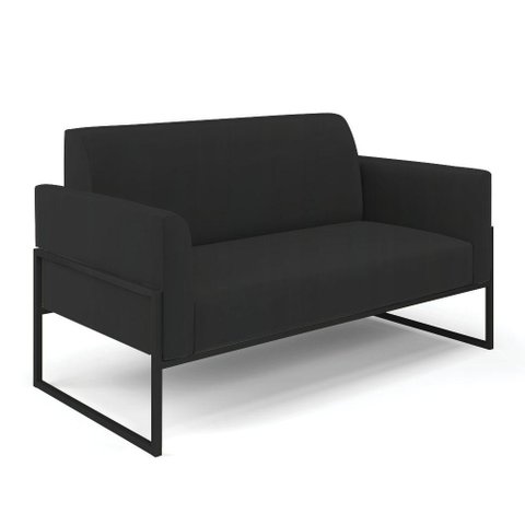 Sofá Namoradeira Base Industrial Alta Preto Marisa Veludo D03 - D\'rossi Cor Preto