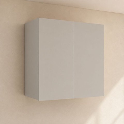 Armário Aéreo 80cm 2 Portas Cozinha Lisboa Branco/Off White