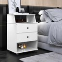 Ver imagem 2 de Mesa de Cabeceira Luxo 2 Gavetas - Branco