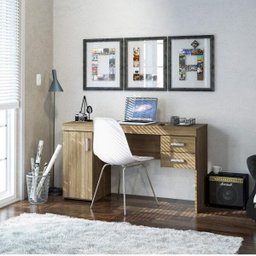 Escrivaninha Miranda 2 Gavetas 1 Porta 135cm Politorno - 7