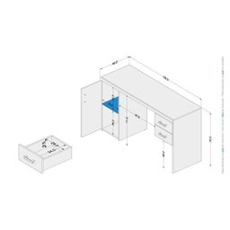 Escrivaninha Miranda 2 Gavetas 1 Porta 135cm Politorno - 4