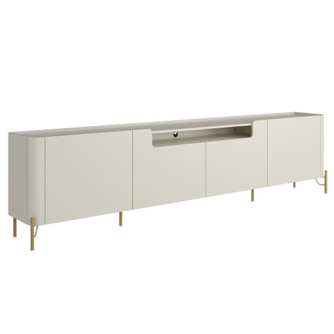 Rack para Sala de Estar Tv 85 Pol 4 Portas Pés Industrial Dourado Alef I03 Luna - Lyam Decor