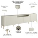 Ver imagem 2 de Rack para Sala de Estar Tv 85 Pol 4 Portas Pés Industrial Dourado Alef I03 Luna - Lyam Decor
