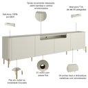 Ver imagem 3 de Rack para Sala de Estar TV 85 pol 4 Portas Pés Industrial Dourado Alef I03 Luna - Lyam Decor