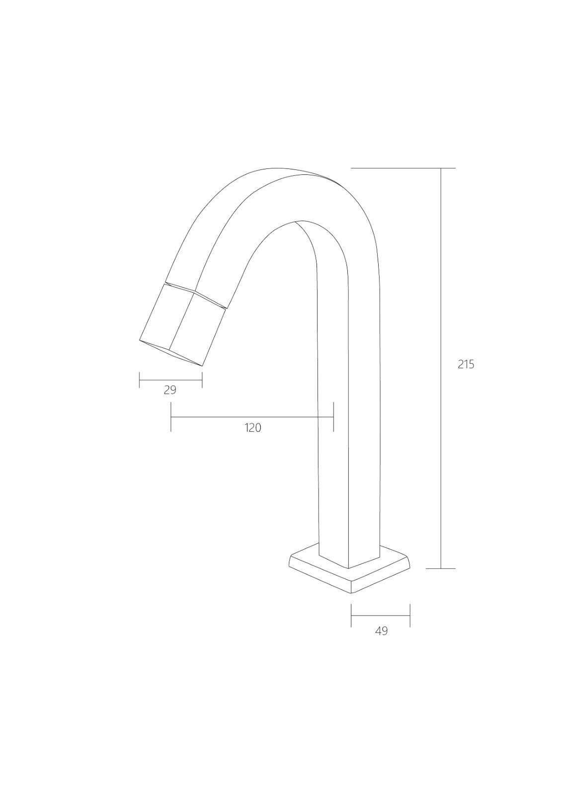 Torneira para Lavatório Lavabo Banheiro Slim Tube Quadrada Bica Baixa Pratica Inox Cromado Luxo1/4v  - 2