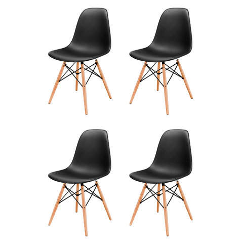 Kit 4 Cadeiras Polipropileno Eiffel; Design Moderno e Alta Resistência - 140kg Preta