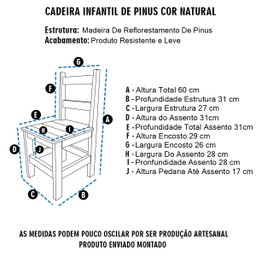 Mesa Infantil Baú de Madeira com 2 Cadeira Infantil de Madeira de Pinus sem Pintura - 5