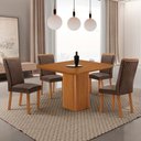 Ver imagem 1 de Mesa de Jantar Eloise 90cm Tampo MDF Laminado Canto Copo com 4 Cadeiras Lisa