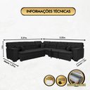 Ver imagem 6 de Sofá Magno 2.57x3.32m de Canto, Retrátil e Reclinável - Preto