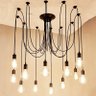 Pendente Aranha 12 lâmpadas Retrô Industrial Preto Loft Luminária Vintage Lustre Design Spider Ediso - 1