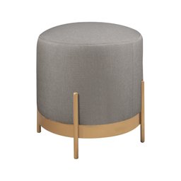 Puff Redondo Ágar em Linho e Base Metal Dourado Agarb Decor:linho Cinza - 2