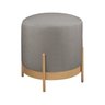 Puff Redondo Ágar em Linho e Base Metal Dourado Agarb Decor:linho Cinza - 2