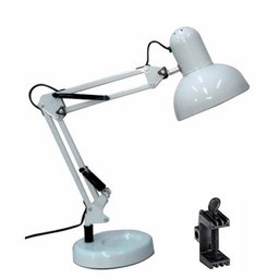 Luminária Mesa Articulável Retrô Vintage Estudo Leitura Branca Base e Garra LM1754 - 2 Luminária Mesa Articulável Retrô Vintage Estudo Leitura Branca Base e Garra LM1754 - 2