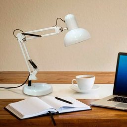 Luminária Mesa Articulável Retrô Vintage Estudo Leitura Branca Base e Garra LM1754 - 1 Luminária Mesa Articulável Retrô Vintage Estudo Leitura Branca Base e Garra LM1754 - 1
