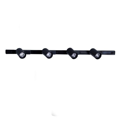 Kit Trilho Eletrificado Poptem 1M Com 3 Spots Led Preto De Teto/Parede 7W 3000K
