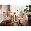 Ver imagem 1 de Conjunto: Mesa Sala Jantar Flora C/ Tampo Madeirado 109cm e 4 Cadeiras Clarice Cinamomo/off White -
