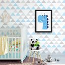 Ver imagem 2 de Quadro Ilustração Infantil Dinossaurinho Azul 33x24cm - com vidro:Madeira preta