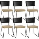 Ver imagem 1 de Kit 06 Cadeiras Decorativas Sala Jantar Allana L02 Couríssimo Preto Linho Bege Escuro - Lyam Decor
