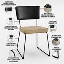 Ver imagem 4 de Kit 06 Cadeiras Decorativas Sala Jantar Allana L02 Couríssimo Preto Linho Bege Escuro - Lyam Decor