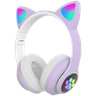 Fone Bluetooth Orelha de Gato Led Colorido (roxo) - 1