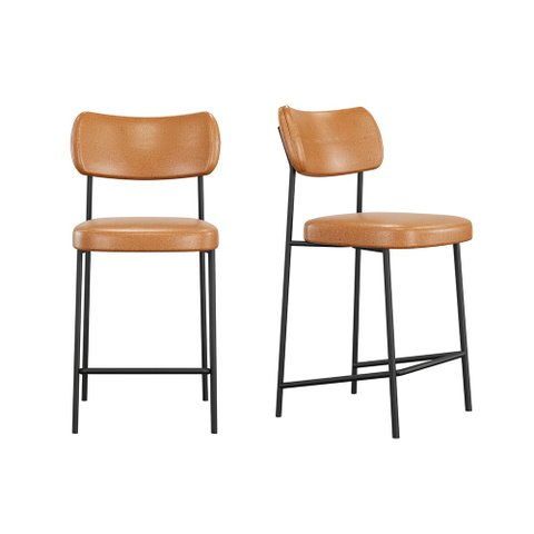 Banqueta Cozinha Média Encosto Industrial Kit 2 Nile Sintético PU a08 - D'Rossi