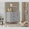 Kit Quarto Infantil Guarda Roupa 3 Portas Cômoda Cinza - 5