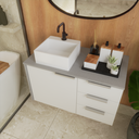 Ver imagem 2 de Gabinete Armario para Banheiro 100% Mdf com Cuba - Firenze Branco 60cm