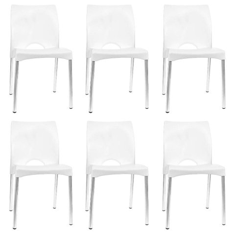Kit 6 Cadeiras de Design Boston Exterior - Branco