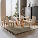 Ver imagem 1 de Conjunto Sala de Jantar Mesa Florença Madeira Maciça 160x90cm Tampo Retângular Vidro Off White com 6