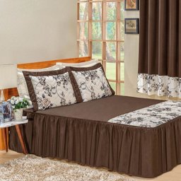 Kit Veneza Tabaco Casal com Cortina 2,00M x 1,80M 04 Peças - 2 Kit Veneza Tabaco Casal com Cortina 2,00M x 1,80M 04 Peças - 2