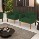 Ver imagem 6 de Poltrona Base de Madeira Fixa Castanho Kit 2 Elisa Veludo Verde D03 - D'Rossi