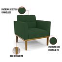 Ver imagem 2 de Poltrona Base de Madeira Fixa Castanho Kit 2 Elisa Veludo Verde D03 - D'Rossi