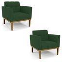 Ver imagem 1 de Poltrona Base de Madeira Fixa Castanho Kit 2 Elisa Veludo Verde D03 - D'Rossi