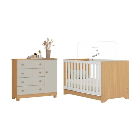 Berço Americano 3 em 1 com Cômoda 1 Porta 4 Gavetas Allegra Multimóveis Mp4684