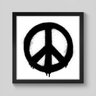 Quadro Paz e Amor Hippie P&B - Quadro 40x40cm - Moldura Caixa Preto - 1