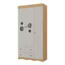 Ver imagem 2 de Guarda-roupa Infantil 92cm com Vidro 3 Portas e 2 Gavetas Sonho Multimóveis Mp4472 Madeirado/off