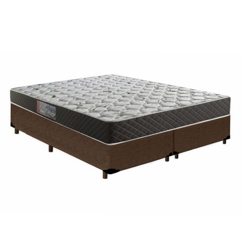 Cama Box Queen Colchão Mola Ensacada Acolchões + Box Suede 64x158x198 Cor:Marrom