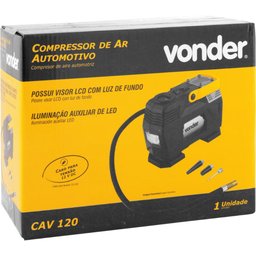 Compressor de Ar Automotivo Pequeno Portátil Vonder CAV 120 Com 3 Bicos Alça Para Transporte 12V - 8