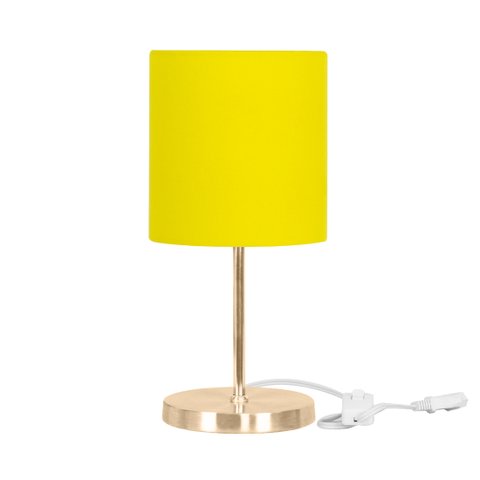 Abajur Eros Cilindrico Amarelo Com Base Redonda New Cobre