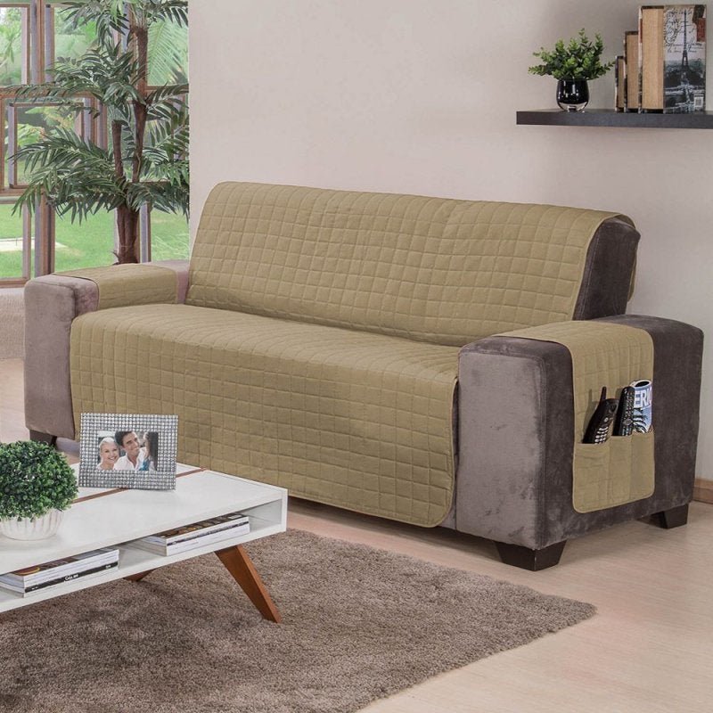Protetor de Sofá 2 e 3 Lugares Elegance Caqui 2 Peças | MadeiraMadeira