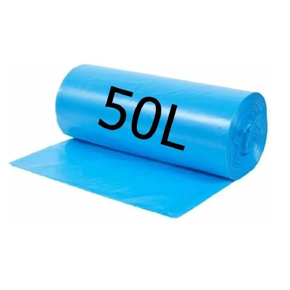 Sacos p/ Lixo 50 Unidades Rolo Plástico Lixeira Azul Grande 50L Capacidade Descartável Reforçado - 6