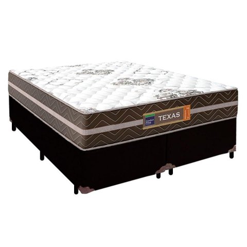 Cama Box Casal Bipartido Sintético + Colchão Molas Ensacadas Texas Prime Colchões 138cm - Suporta