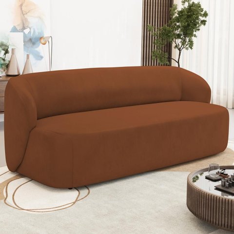 Sofá 2 Lugares Orgânico para Sala de Estar Living 170cm Heidy F04 Veludo Telha - Lyam Decor