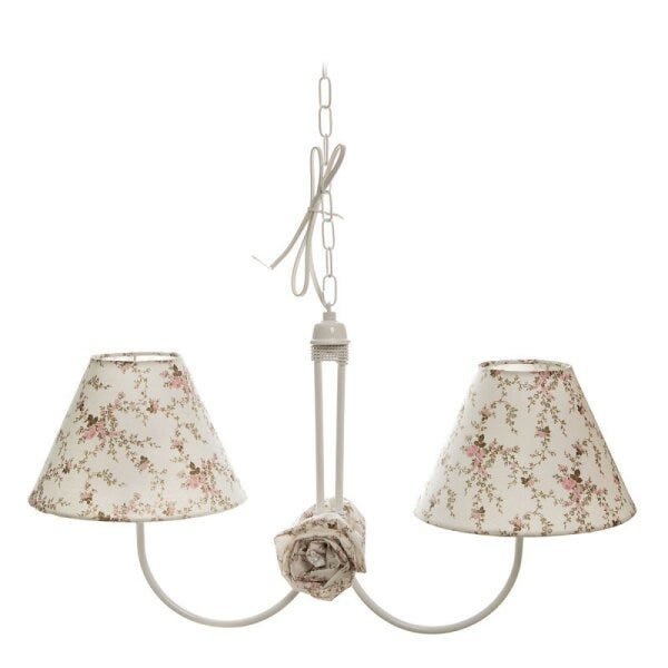 Lustre 2L Simples Com 2 Flores de Tecido Quarto Bebê Infantil Menina - 1