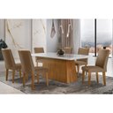 Ver imagem 6 de Mesa P/ Cozinha Luna C/ Tampo 180x90cm Madeirado Vidro Canto Curvo - Imbuia/ripado 3d/off White -